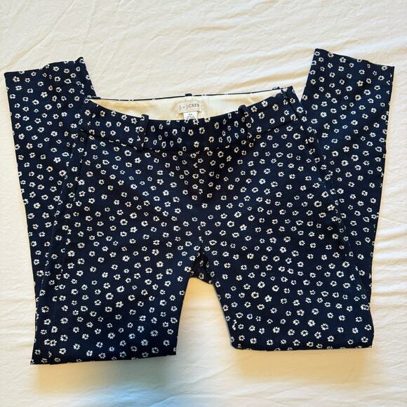 J by J. Crew Navy blue trousers white floral print Womens size 00 Ankle Cropped - Picture 4 of 7